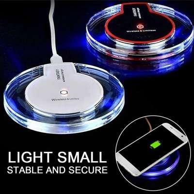 2020 New Fast Charging With LED Light K9 Crystal Qi Portable Wireless Charger 10w